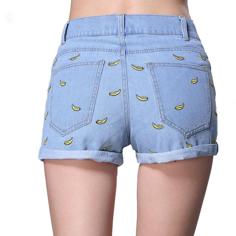 embroidered denim shorts womens
