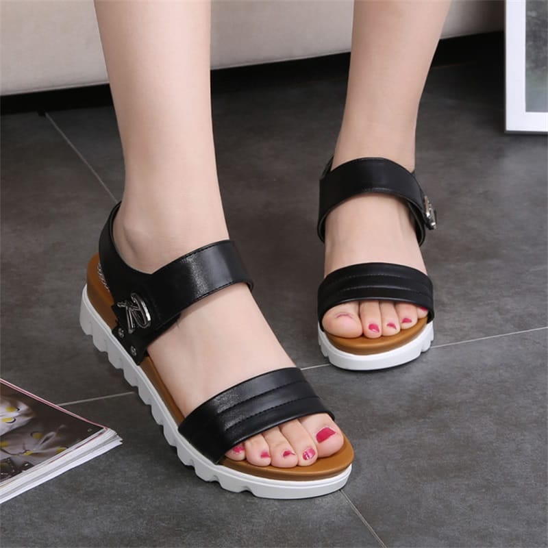 Thick Soled Sandals Female Summer 2017 New Students A Slip With Flat Sandals All Match Muffin 