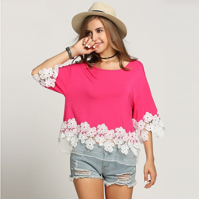 Bohemian Batwing Blouse with Lace Detail | Top Tier Style