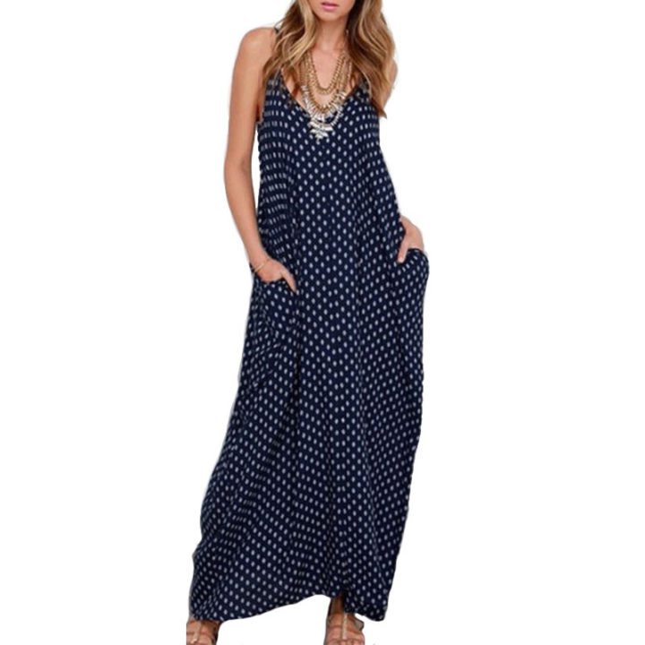 Strappy Polka Dot Casual Loose Maxi Dress | Top Tier Style